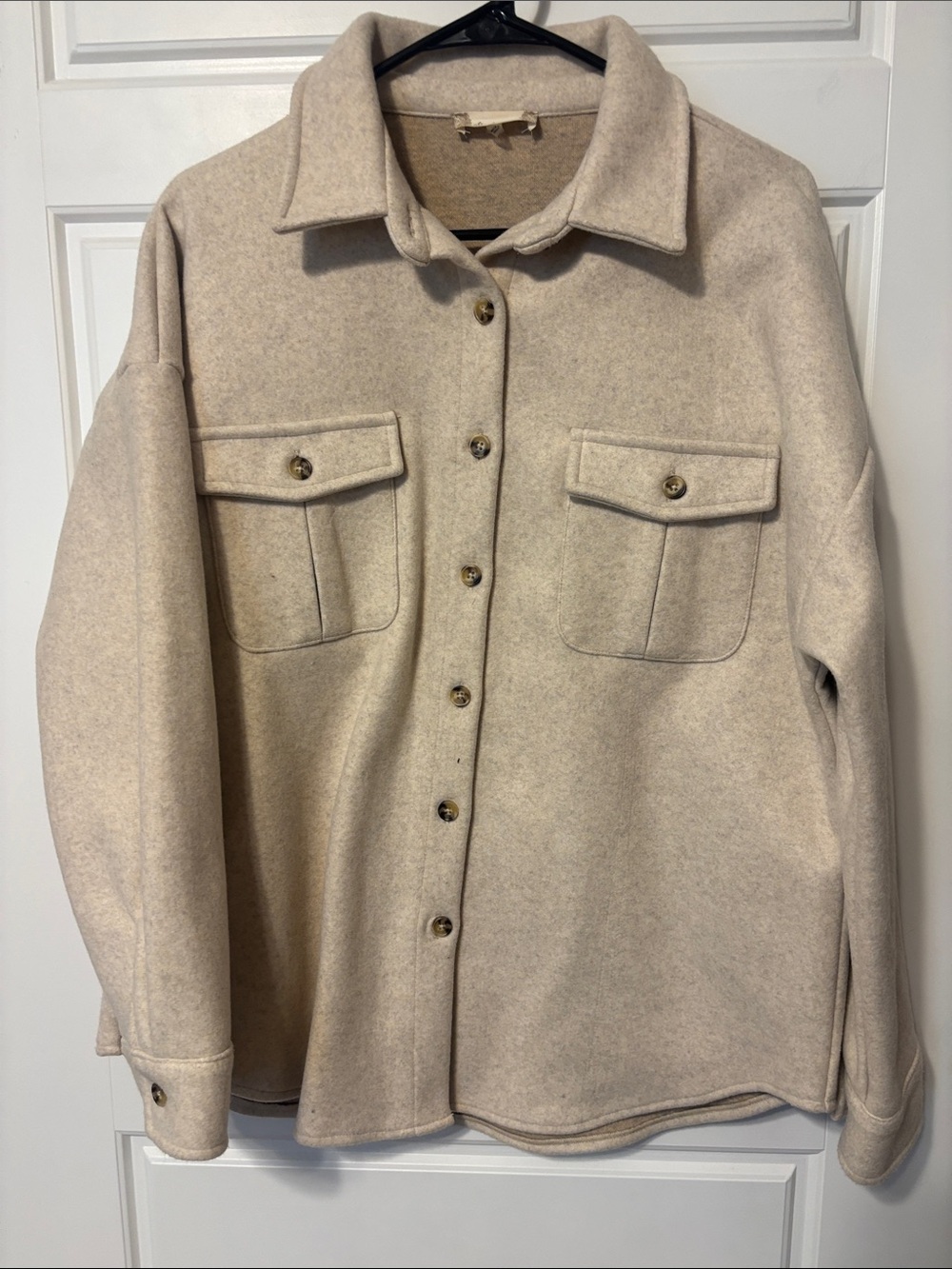 Altar'd State Cream Button-Front Wool Shacket - Picture 1 of 7